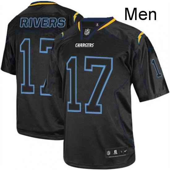 Men Nike Los Angeles Chargers 17 Philip Rivers Elite Lights Out Black NFL Jersey